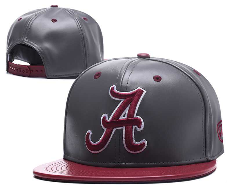 Alabama Crimson Tide Team Logo Gray Burgundy Leather Adjustable Hat GS,We sell and wholesale Alabama Crimson Tide Team Logo Gray Burgundy Leather Adjustable Hat GS on line form chian!